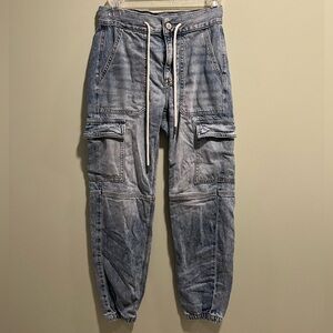 American Eagle size 00 blue cuffed cargo jeans